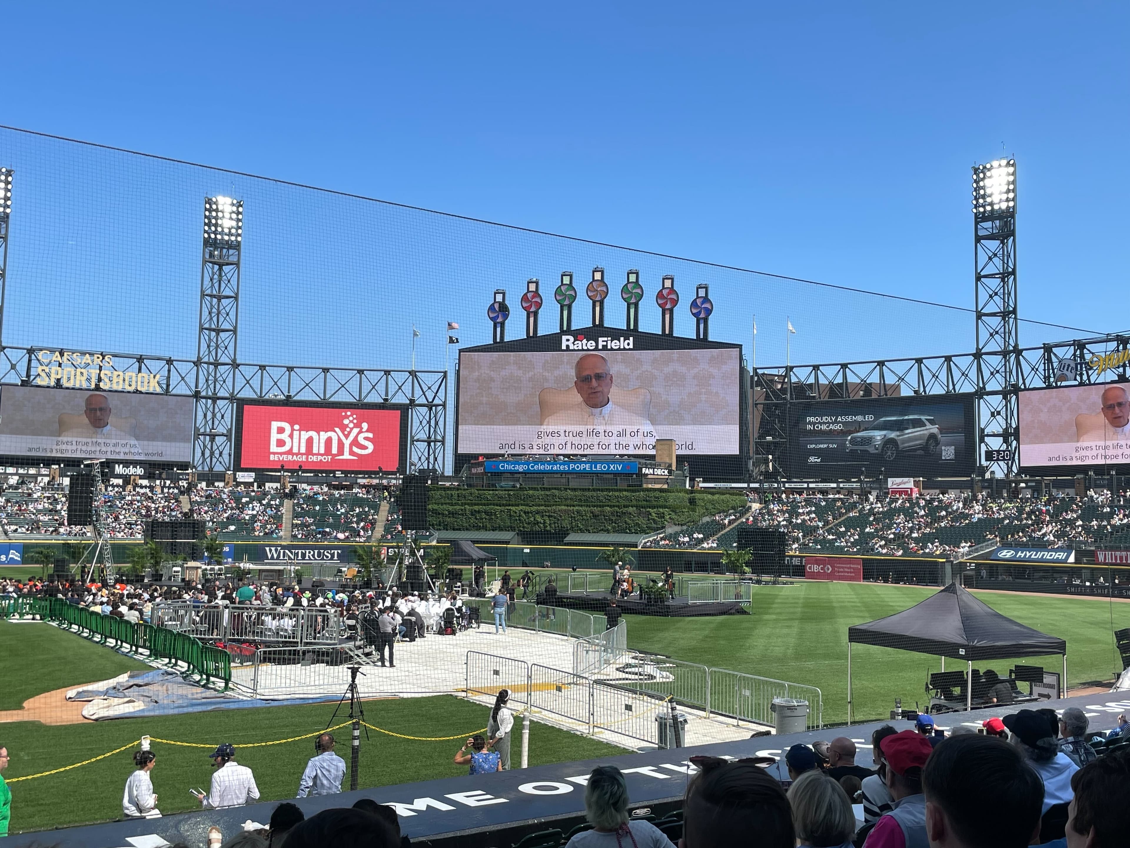 Pope Leo addresses young people, faithful at Chicago’s Rate Field